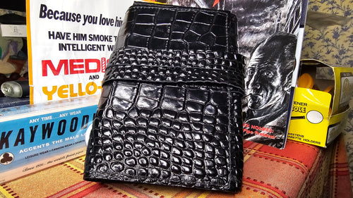 Kaywoodie Pipe Roll Black Faux Alligator